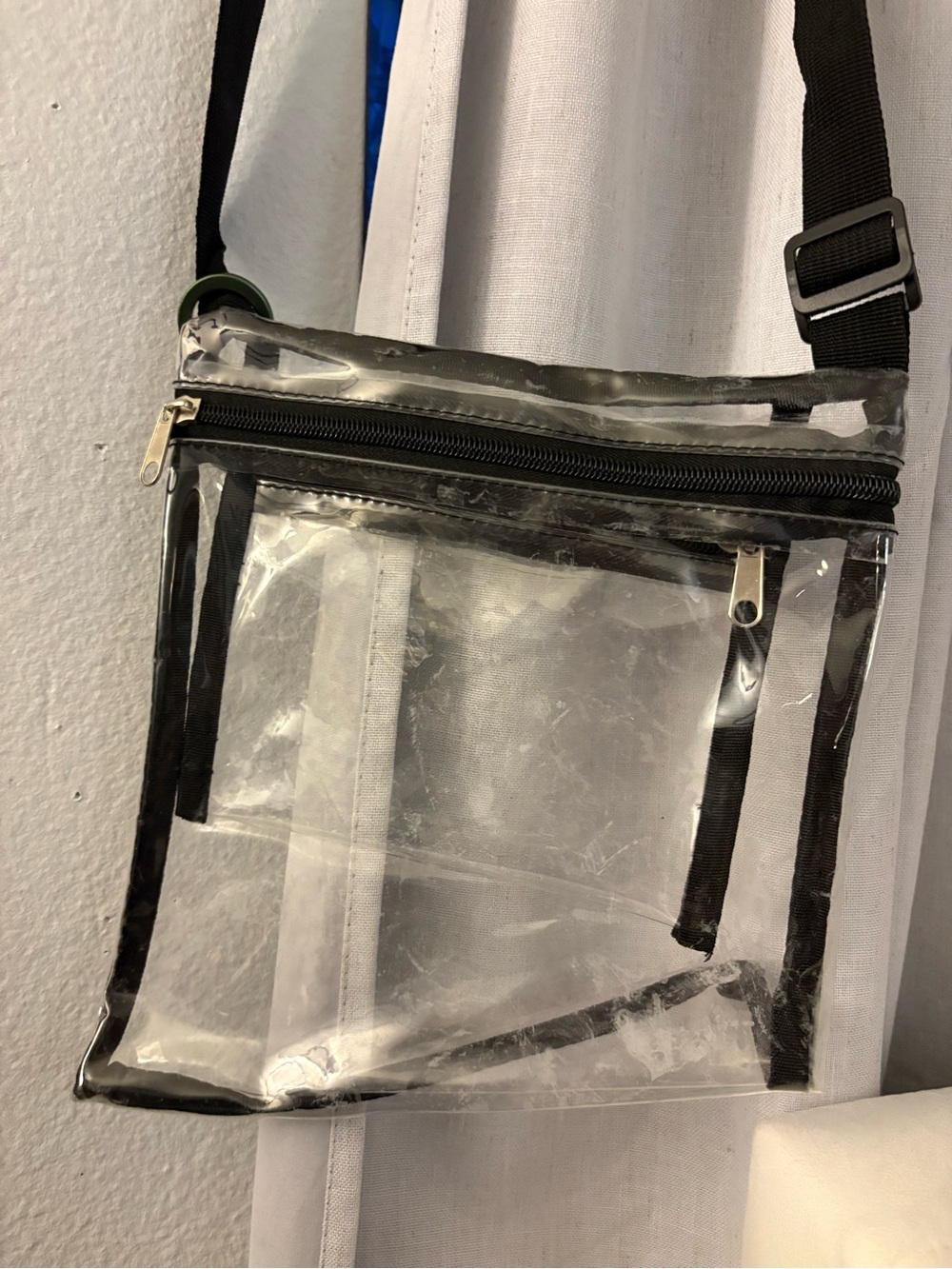 Clear Crossbody Bag with Black Trim - Transparent Shoulder Pouch